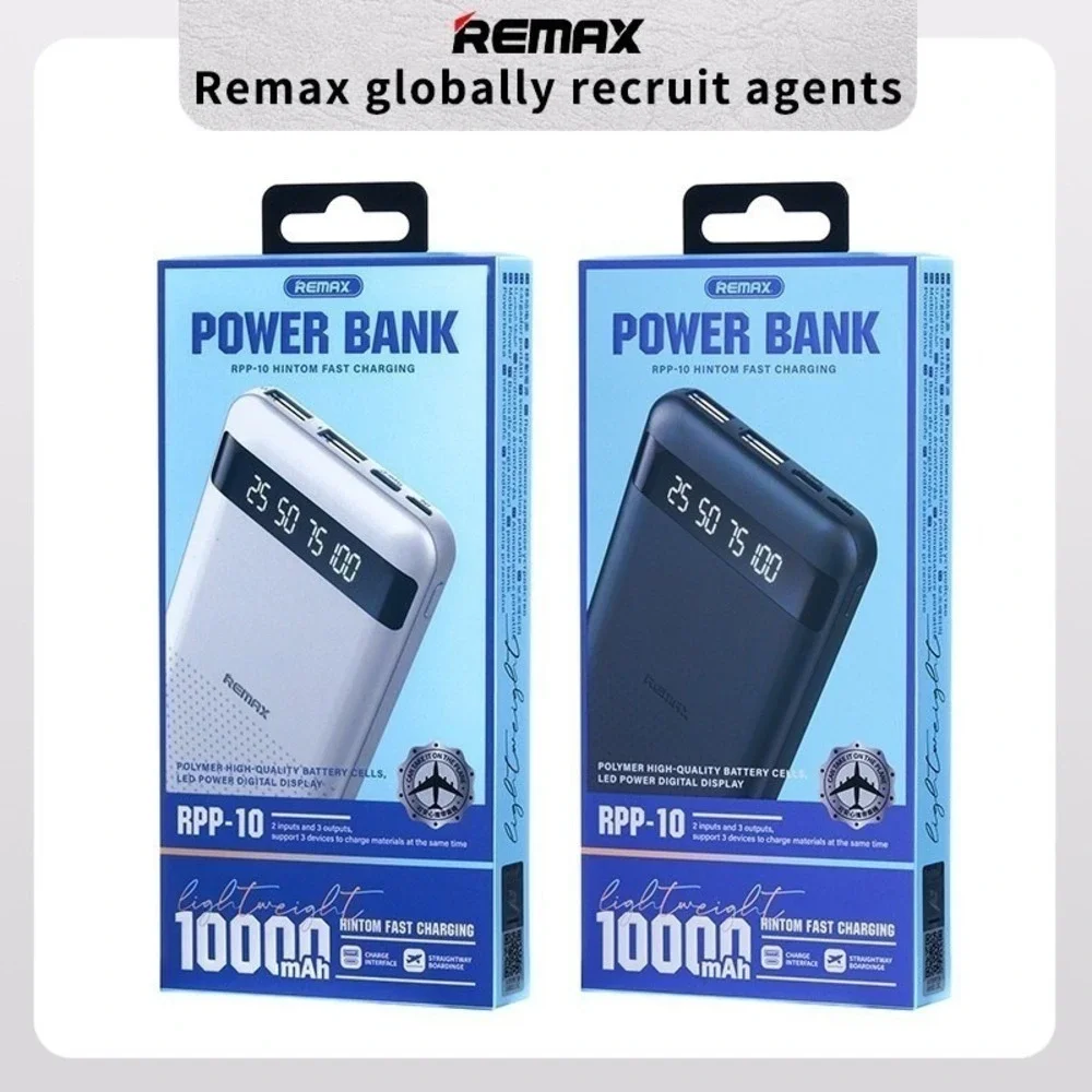 10000mAh Power Bank Portable‎ Charger Remax RPP-10 Fast Charging LED Black